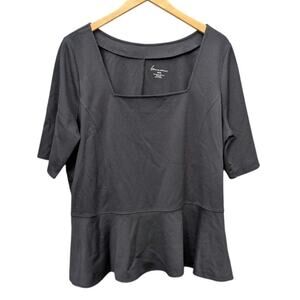 Black Plus Size 20 square Neck boxy fit blouse shirt top goth career office